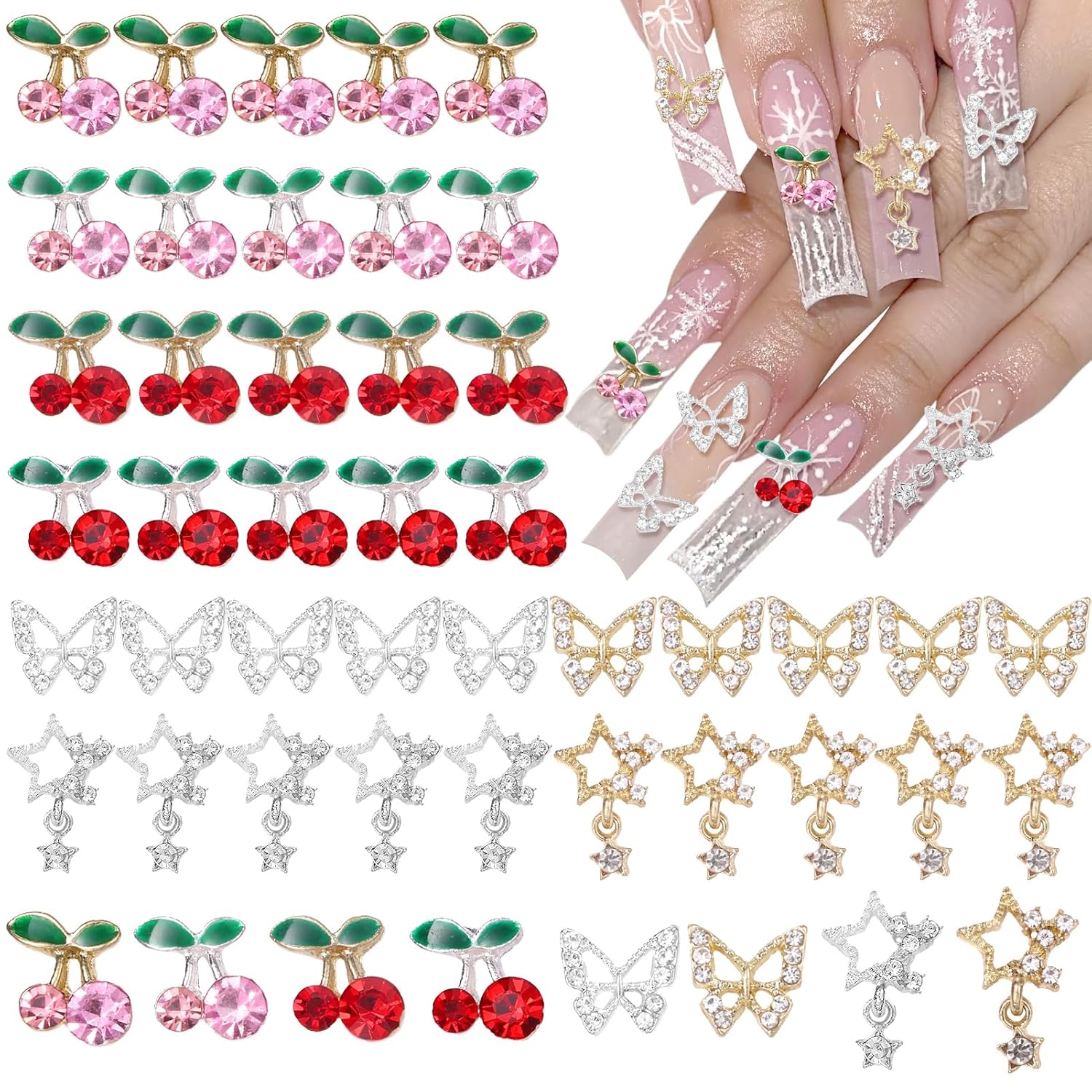 40 Pcs Alloy Nail Gems Charms, - đánh giá và giá Nail Art Valentines Day