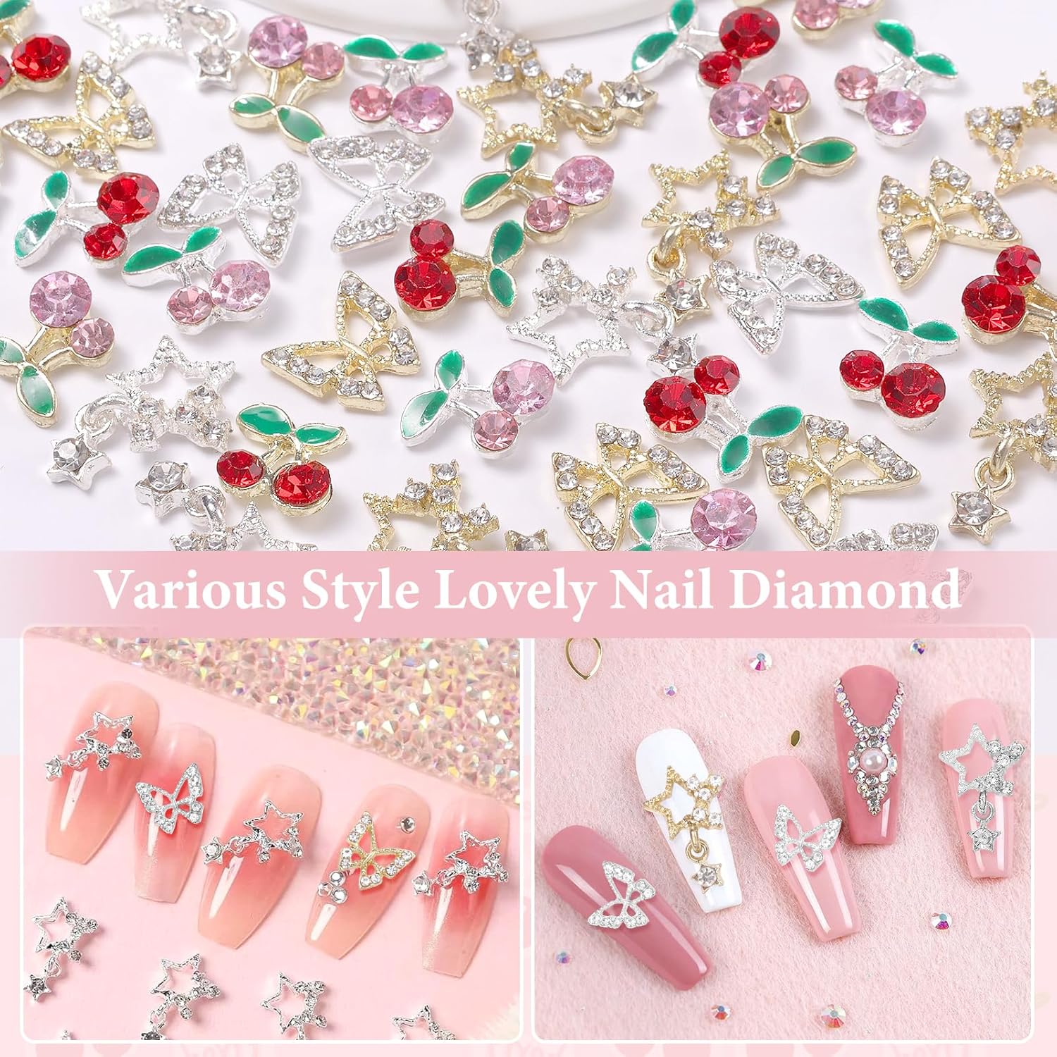 40 Pcs Alloy Nail Gems Charms, - đánh giá và giá Nail Art Valentines Day