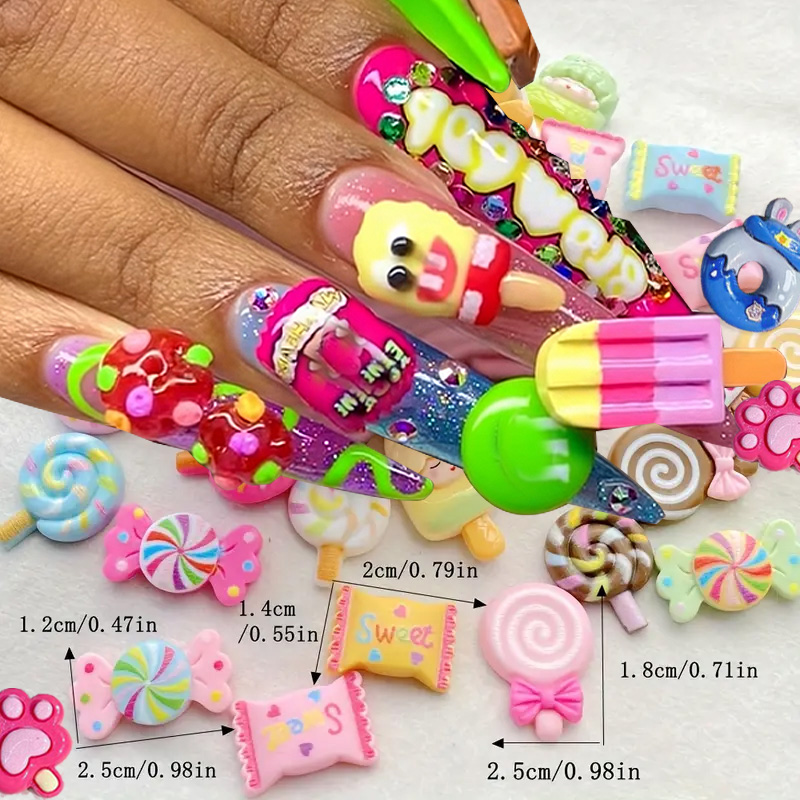 30Pcs Funny Cartoon Candy Nail - đánh giá và giá Nail Art Valentines Day