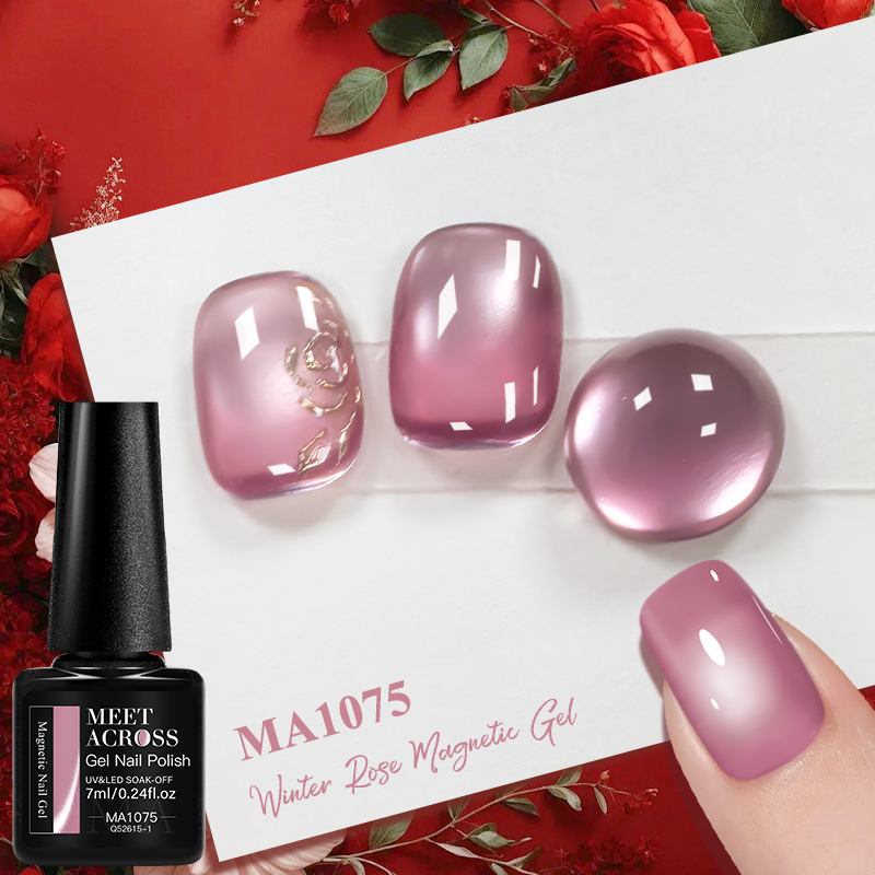 Pink Winter Rose Cat Magnetic  - đánh giá và giá Nail Art Valentines Day