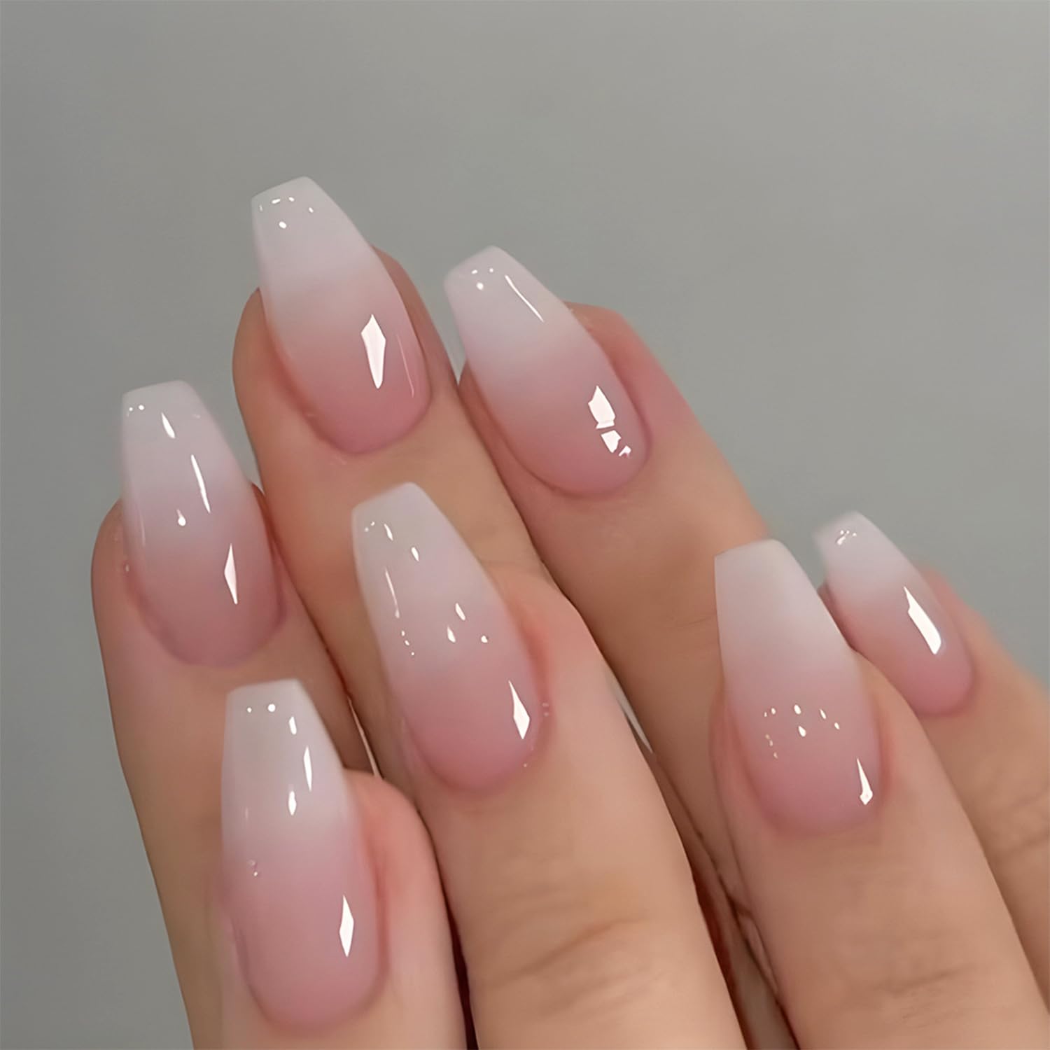 A Set Of 24 Glossy Short Coffi - đánh giá và giá Nail Art Pink