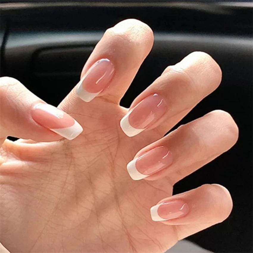 24Pcs/Set Short French Minimal - đánh giá và giá Nail Art Pink