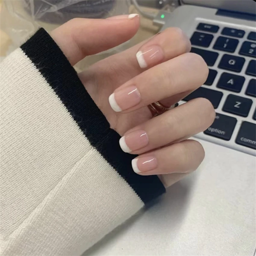 24Pcs/Set Short French Minimal - đánh giá và giá Nail Art Pink