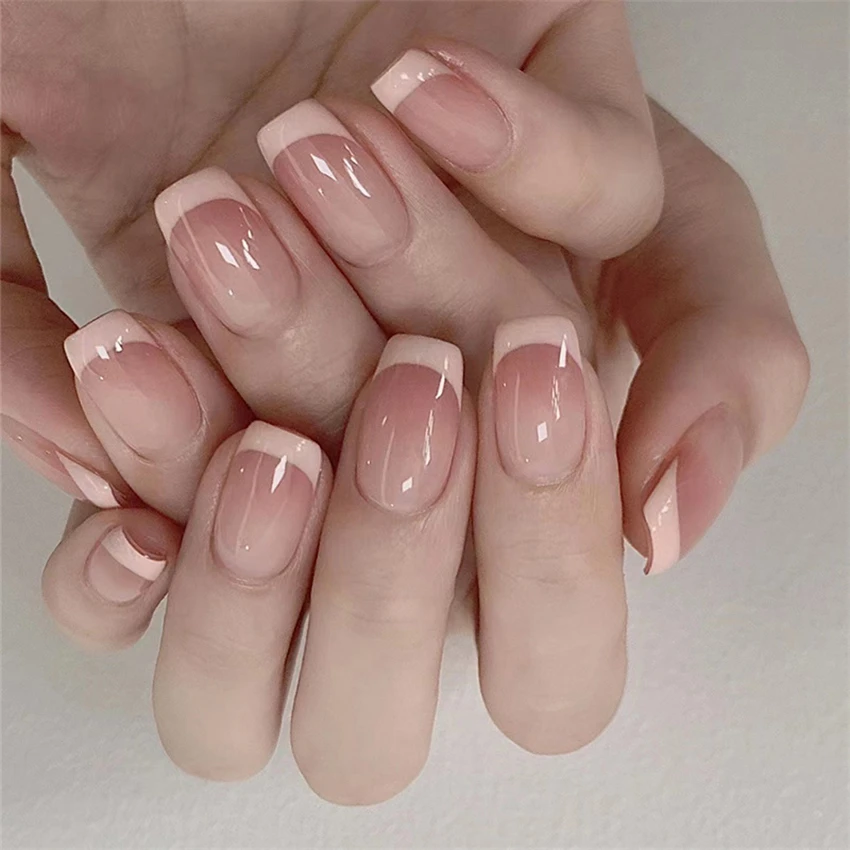 24Pcs/Set Short French Minimal - đánh giá và giá Nail Art Pink
