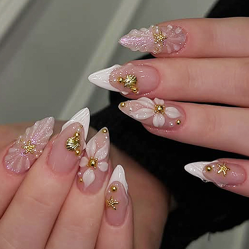 24pcs Finished Almond Press on - đánh giá và giá Nail Art Pink