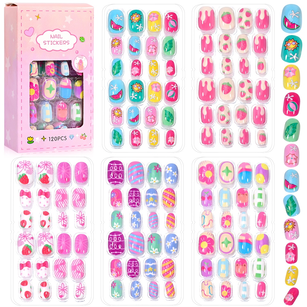 120-Piece 5-Set Candy Kids Pre - đánh giá và giá Nail Art Pink